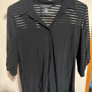 Adele &‎ May Women's Black Sheer Button Down Shirt